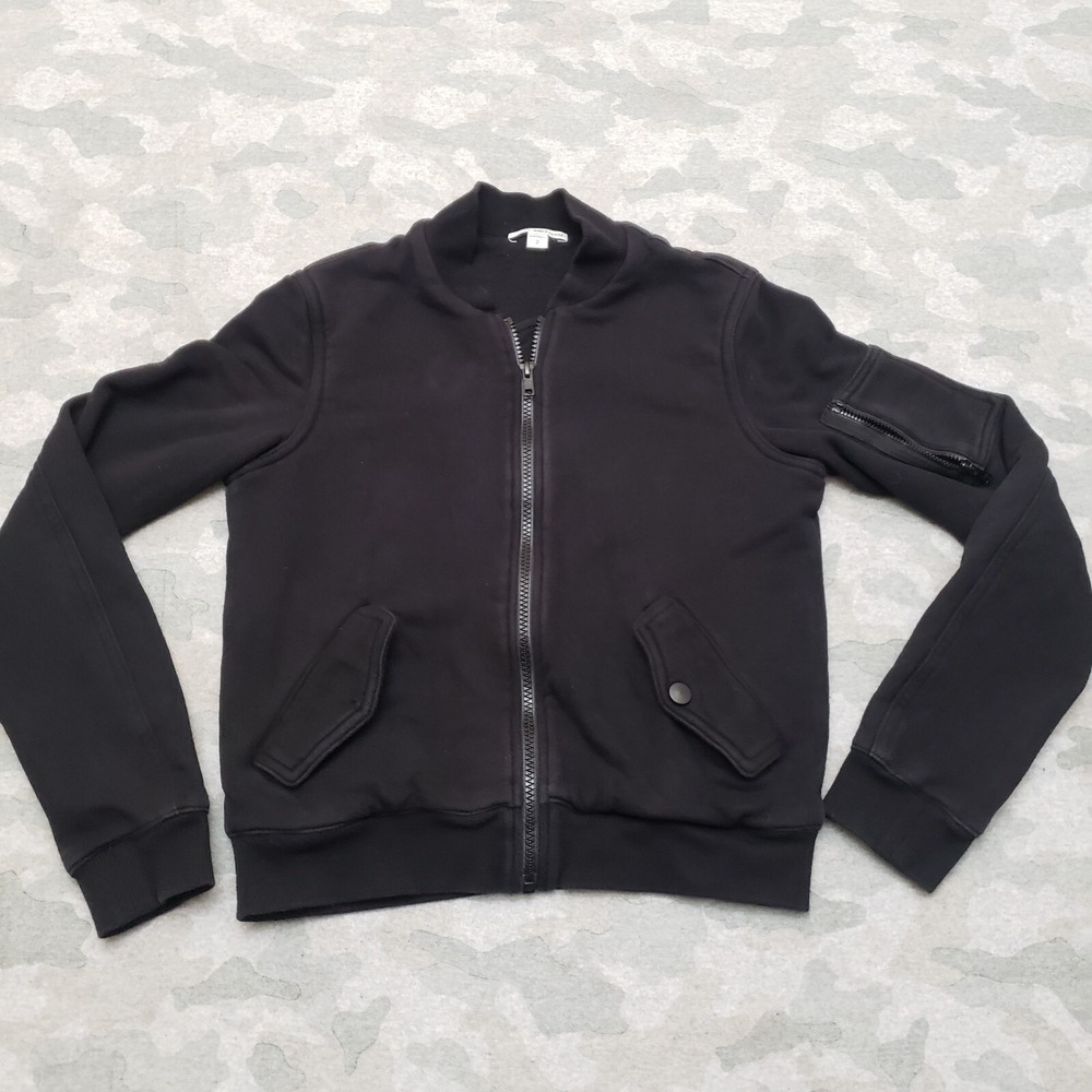 James Perse Black Zip-Front Bomber